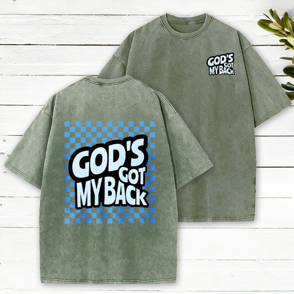 God'S Got My Back Christian Washed T-Shirt