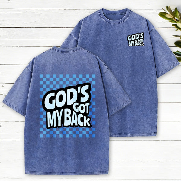 God'S Got My Back Christian Washed T-Shirt