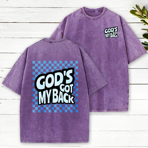 God'S Got My Back Christian Washed T-Shirt