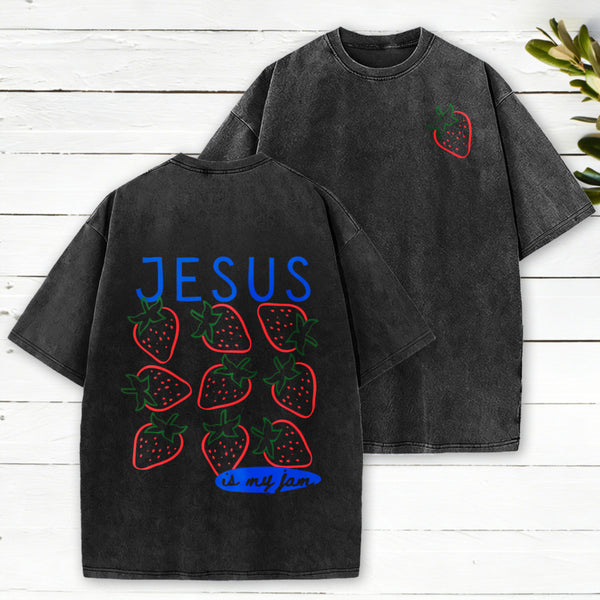Jesus Is My Jam Christian Washed T-Shirt