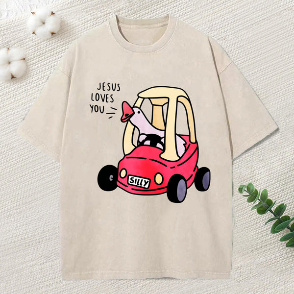 Jesus Loves You Christian Washed T-Shirt