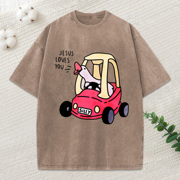 Jesus Loves You Christian Washed T-Shirt