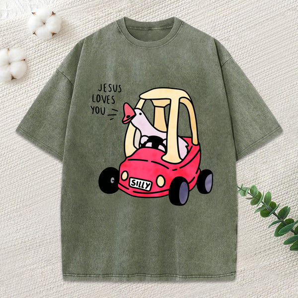 Jesus Loves You Christian Washed T-Shirt
