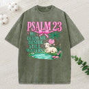 He Leads Me Beside Still Waters Christian Washed T-Shirt