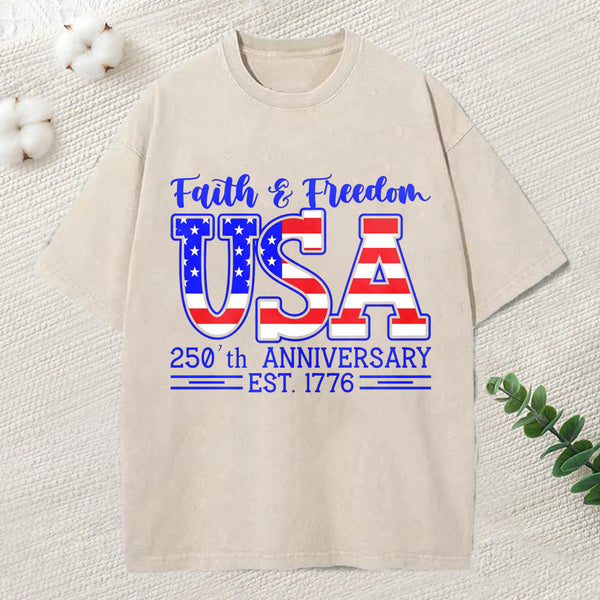 Faith Freedom Christian Washed T-Shirt