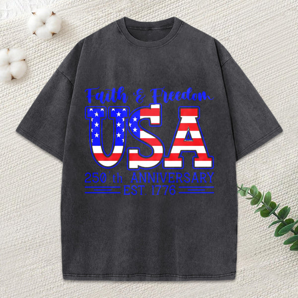 Faith Freedom Christian Washed T-Shirt