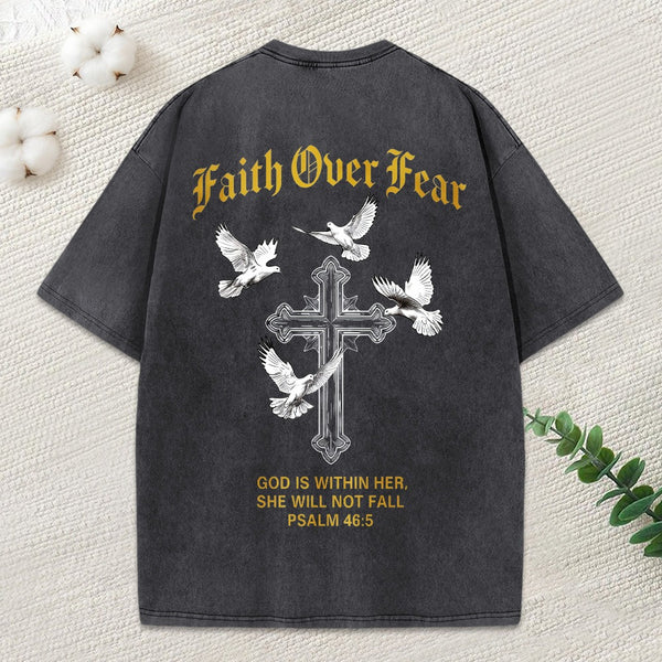 Faith Over Fear Christian Washed T-Shirt