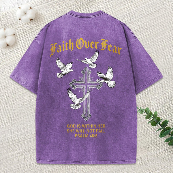 Faith Over Fear Christian Washed T-Shirt