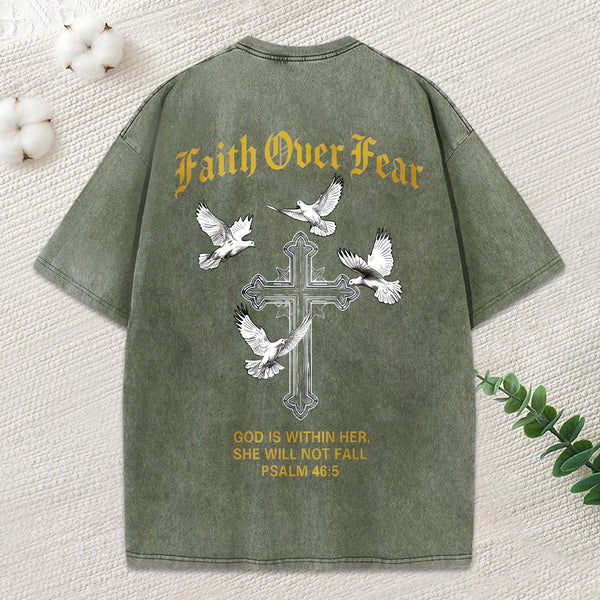 Faith Over Fear Christian Washed T-Shirt