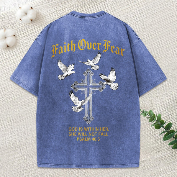 Faith Over Fear Christian Washed T-Shirt