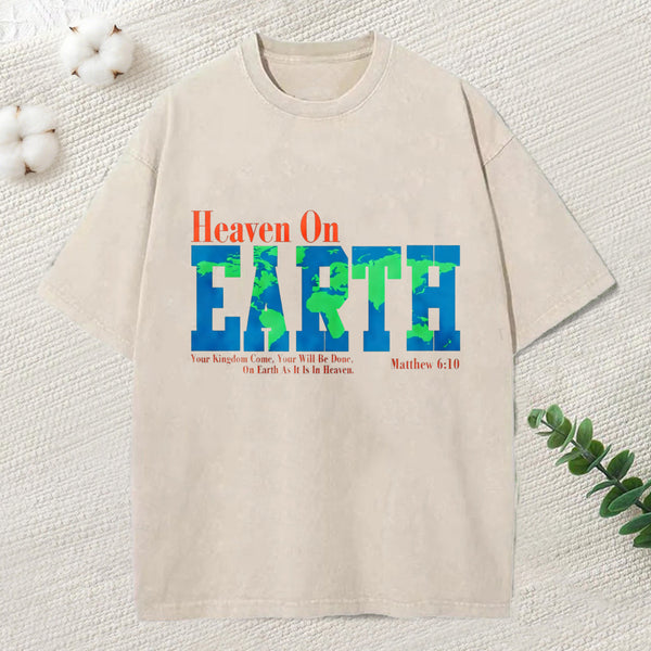 Heaven On Earth Christian Washed T-Shirt