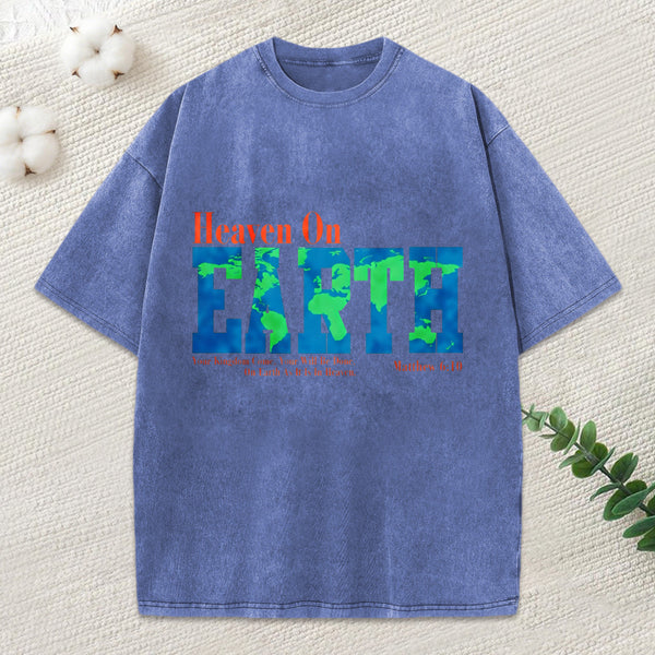Heaven On Earth Christian Washed T-Shirt