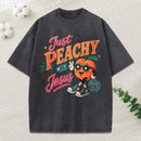 Just Peachy With Jesus Christian Washed T-Shirt