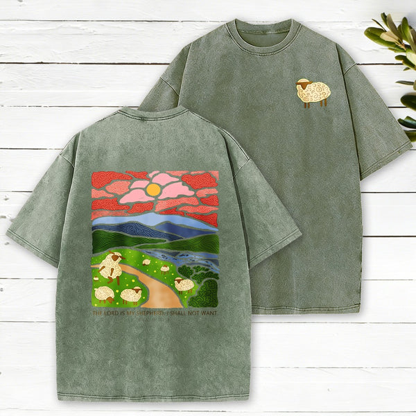 The Lord Is My Shepherd Christian Washed T-Shirt Christian Washed T-Shirt