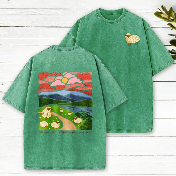 The Lord Is My Shepherd Christian Washed T-Shirt Christian Washed T-Shirt