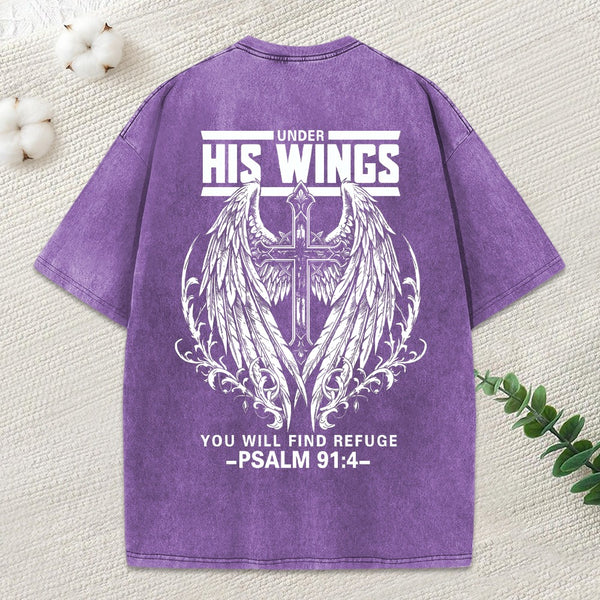 His Wings Christian Washed T-Shirt