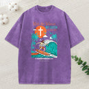 Ride The Waves By Faith Chrsitian Washed T-Shirt
