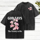 God Says The Victory Is His Christian Washed T-Shirt
