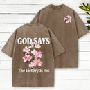 God Says The Victory Is His Christian Washed T-Shirt