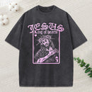 Jesus King Of Hearts Christian Washed T-Shirt