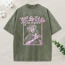 Jesus King Of Hearts Christian Washed T-Shirt