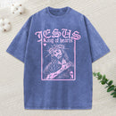 Jesus King Of Hearts Christian Washed T-Shirt