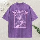 Jesus King Of Hearts Christian Washed T-Shirt