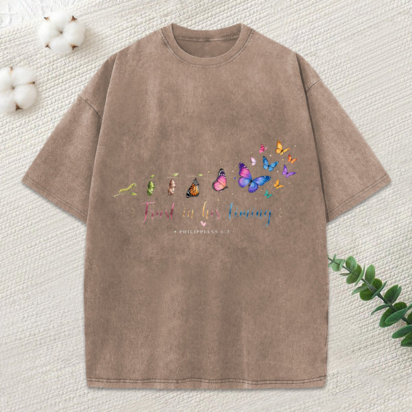 Just In His Timing Christian Washed T-Shirt