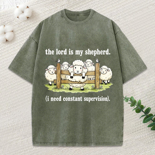 The Lord Is My Shepherd I Need Constant Supervision Christian Washed T-Shirt
