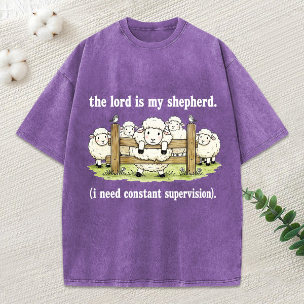 The Lord Is My Shepherd I Need Constant Supervision Christian Washed T-Shirt