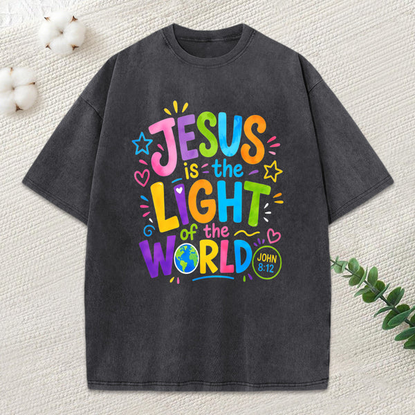 Jesus Is The Light Of The World Christian Washed T-Shirt