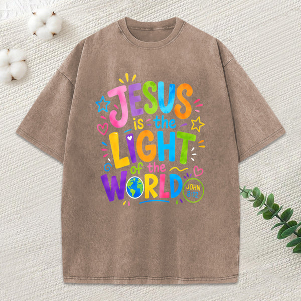 Jesus Is The Light Of The World Christian Washed T-Shirt