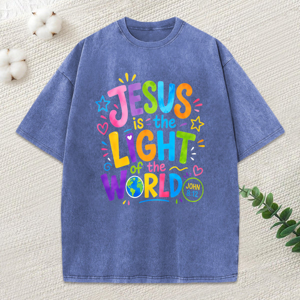 Jesus Is The Light Of The World Christian Washed T-Shirt