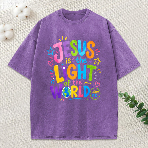 Jesus Is The Light Of The World Christian Washed T-Shirt