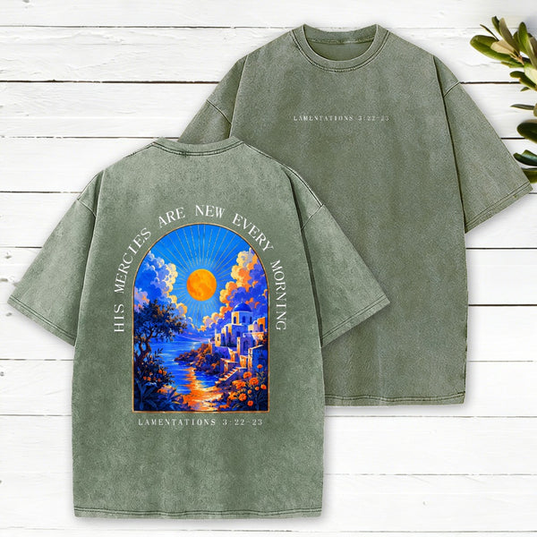 His Mercies Are New Every Morning Christian Washed T-Shirt
