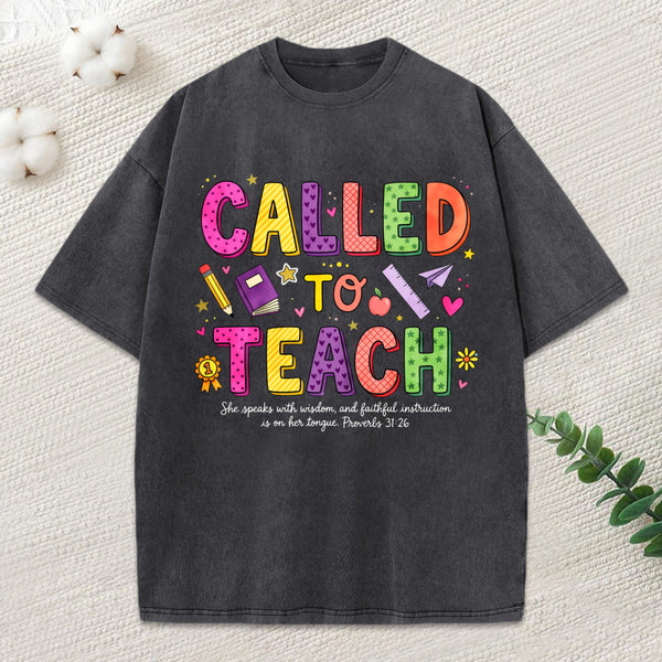 Called To Teach Christian Washed T-Shirt