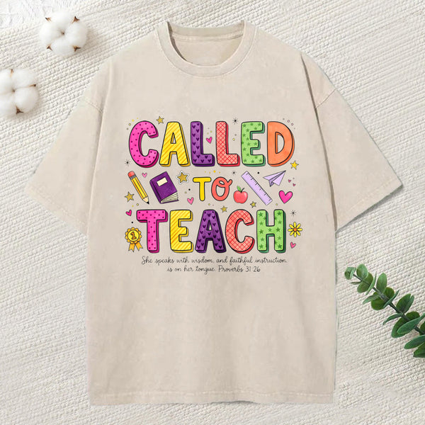 Called To Teach Christian Washed T-Shirt