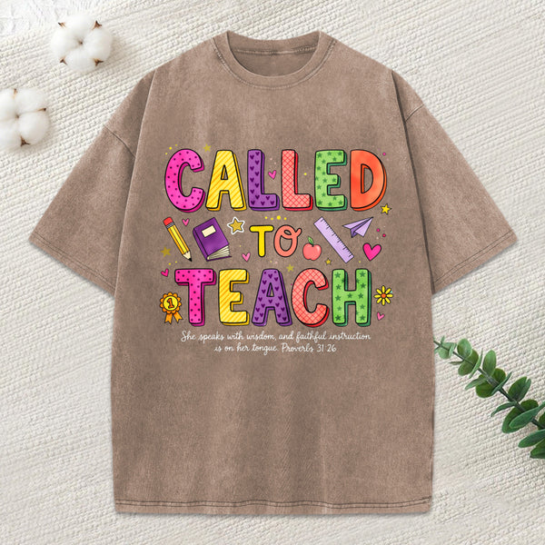 Called To Teach Christian Washed T-Shirt