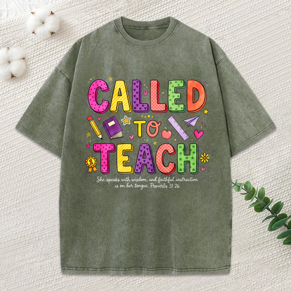 Called To Teach Christian Washed T-Shirt