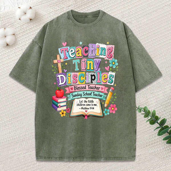 Teaching Tiny Disciples Christian Washed T-Shirt