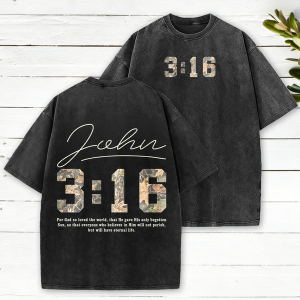 For God So Loved The World Camo Christian Washed T-Shirt