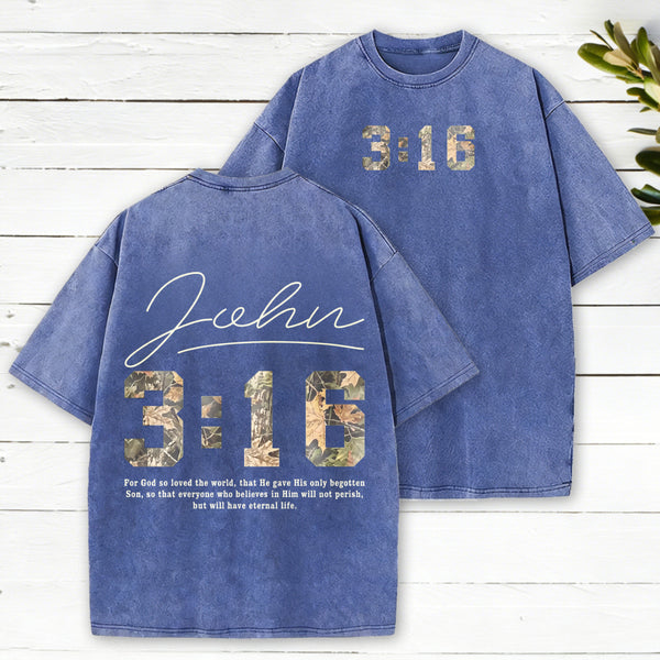For God So Loved The World Camo Christian Washed T-Shirt