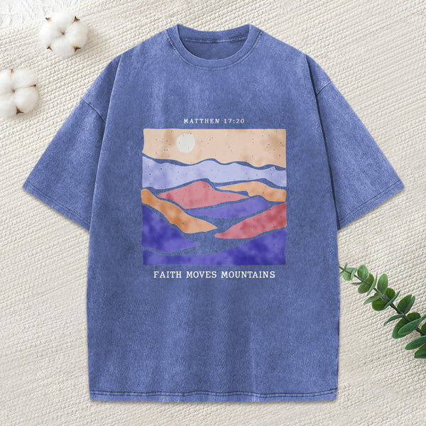 Faith Moves Mountain Christian Washed T-Shirt