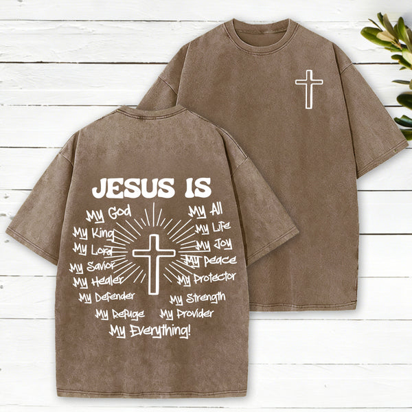 Jesus Is My Everything Christian Washed T-Shirt