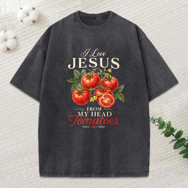 I Love Jesus From My Head Christian Washed T-Shirt