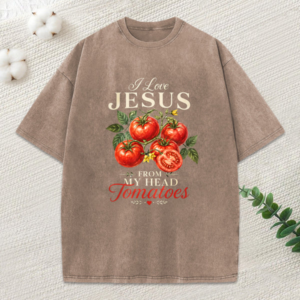 I Love Jesus From My Head Christian Washed T-Shirt