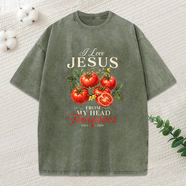 I Love Jesus From My Head Christian Washed T-Shirt