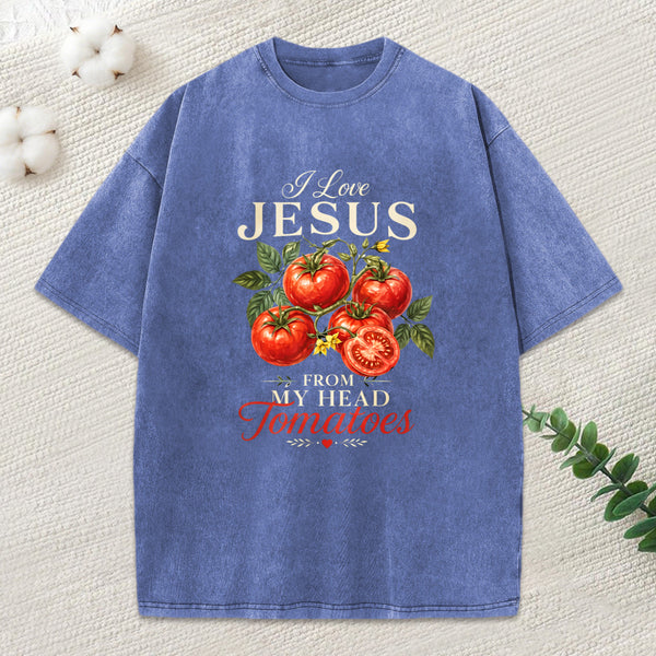 I Love Jesus From My Head Christian Washed T-Shirt