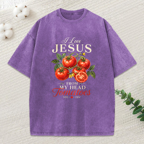 I Love Jesus From My Head Christian Washed T-Shirt