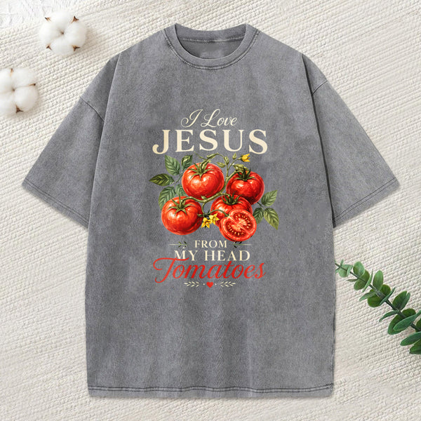 I Love Jesus From My Head Christian Washed T-Shirt